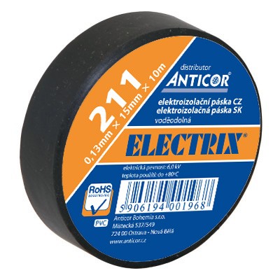 ANTICOR Páska PVC izolačná 19mmX10m-čierna