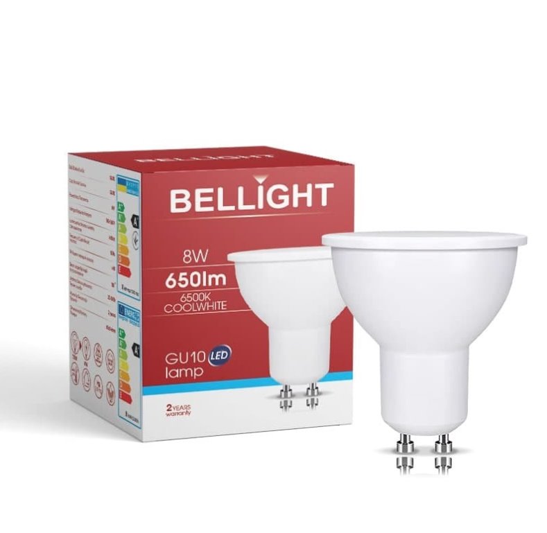 BELLIGHT LED 180-260V  8W GU10 650lm studená biela 
