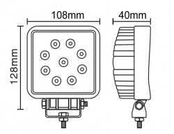 Pracovný svetlomet LED 10-30V štvorcový širokouhlý